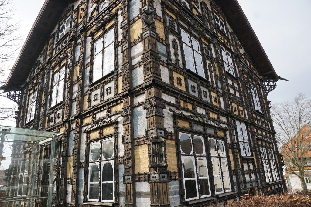 musée, maison, imeuble, architecture, bois, charpente, junker, nature, lemgo, art, culture, allemagne, sehenswürdigketi, la fenêtre, créatif, parc, du nord westphalie, artiste, toit, façade, paradis, arbre